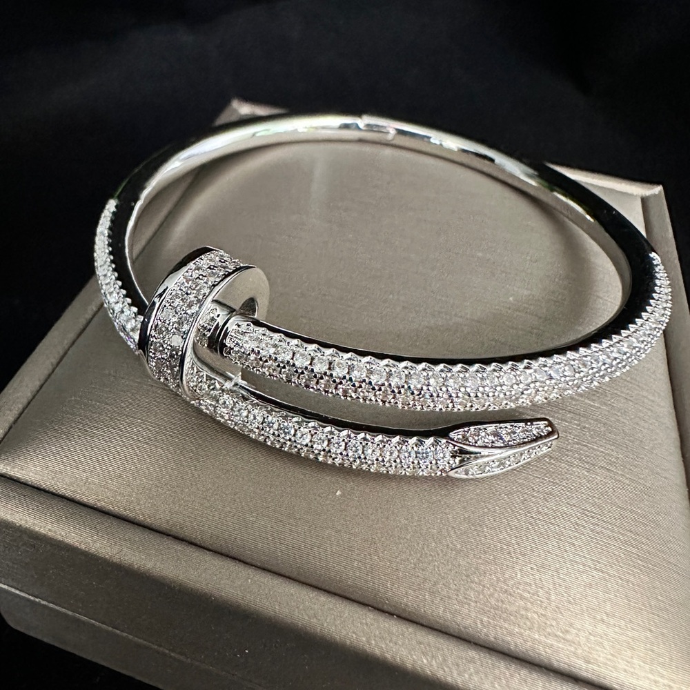 Elegant Silver Nail Bracelet